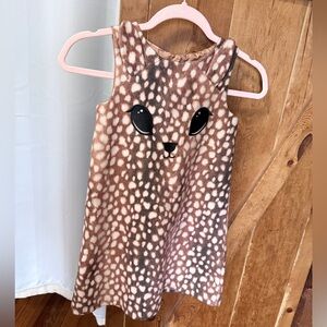 H&M Brown and Cream Fawn Print Tank Dress with Face Applique